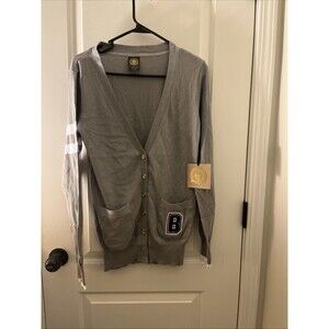 Boston University College Varsity Cardigan Women's Sweater Gray